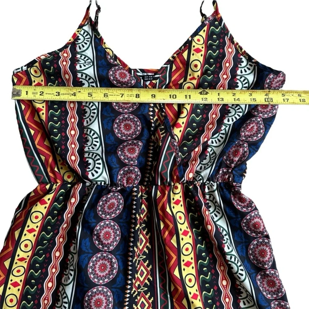 Boho Summer Multi Colored Spaghetti Strap Colorful Romper Size Medium